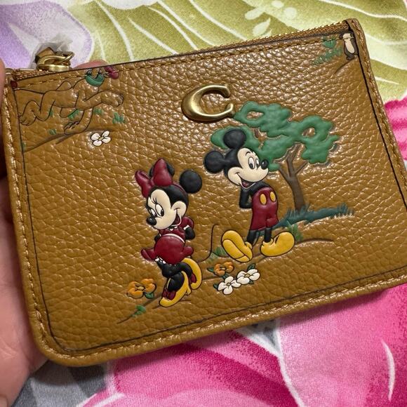 🐭 Disney X Coach Essential Mini Id Card Case With Mickey Mouse Minnie Mouse - Picture 4 of 8